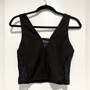 Dynamite Crop Deep V Lace Top